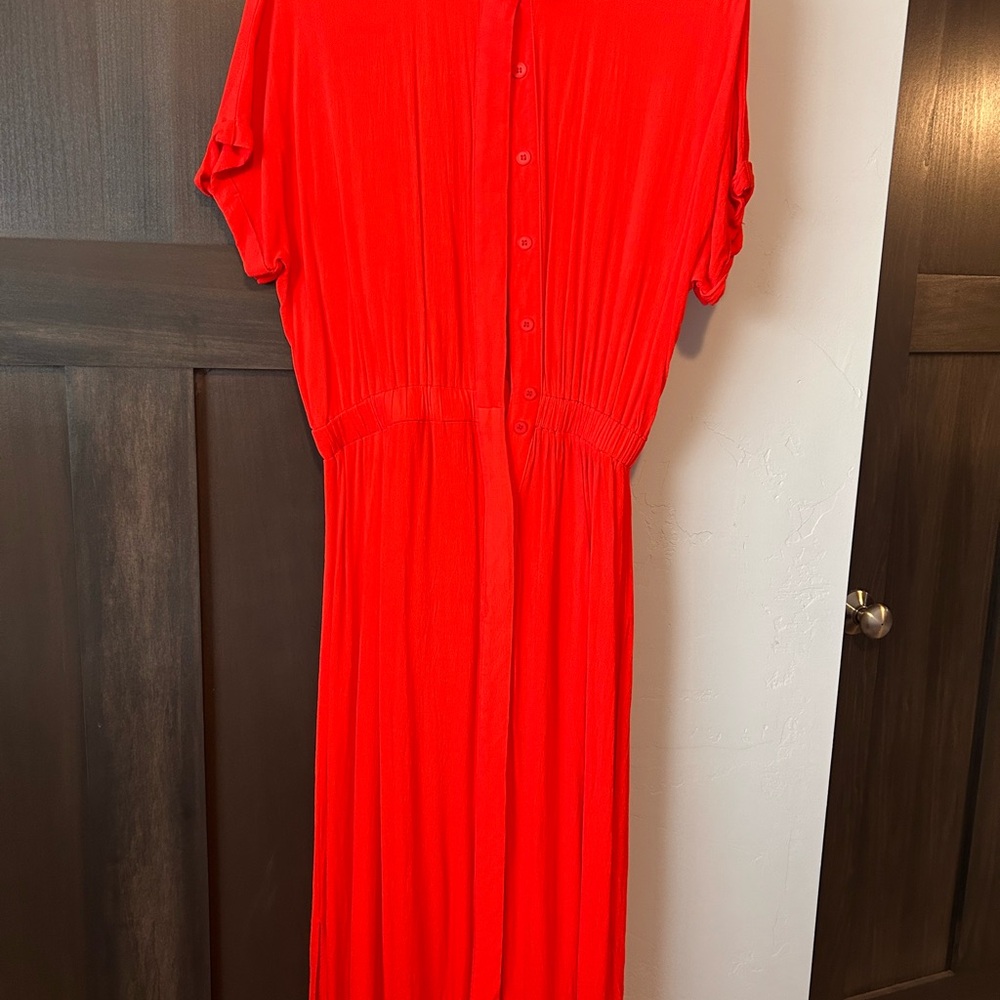 Easel Bright Red Collared Shirt